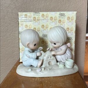 Precious Moments 'Our House' Sandcastle Figurine - Pastel Cream & Pink